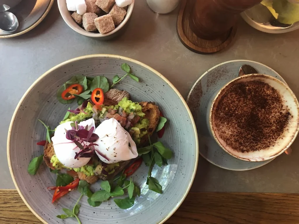 Breakfast in Leicester City Centre: poached eggs on sourdough at Knight & Garter