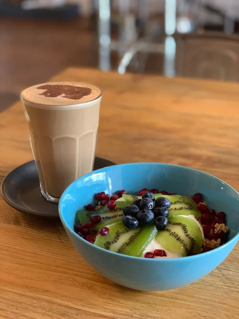 granola and fruit with cappuccino at Orso