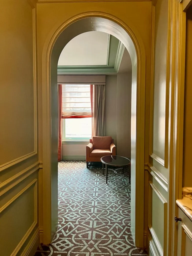 Archway leading into bedroom at Hotel Icon, Houston