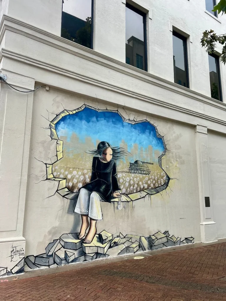 3 days in Houston: Mural Tour of Afganistani woman with mouth sew-up