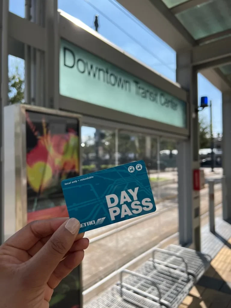 Photo locations in Houston: Metro Day Pass with Downtown Red line in the background