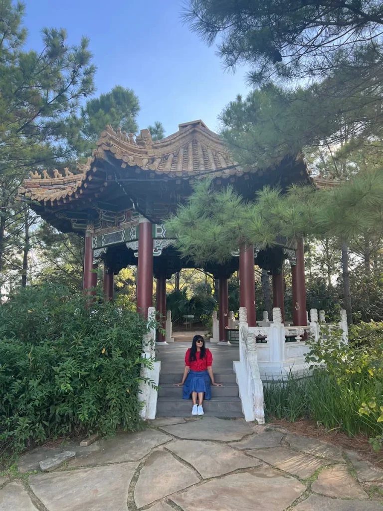 3 days in Houston: Hermann Park Bejal sat on stairs of Friendship pavillion