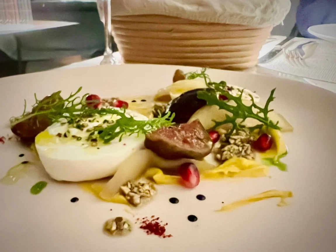 Burrata starter at Le Jardinier, Houston