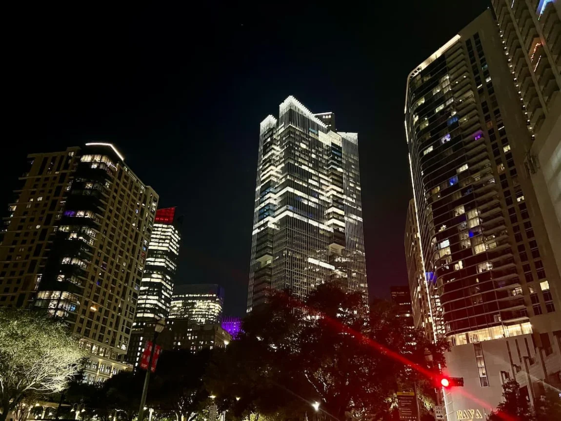 Houston downtown at night time
