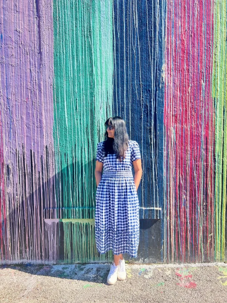 Photo locations in Houston: Montrose Paint wall with Bejal standing in front