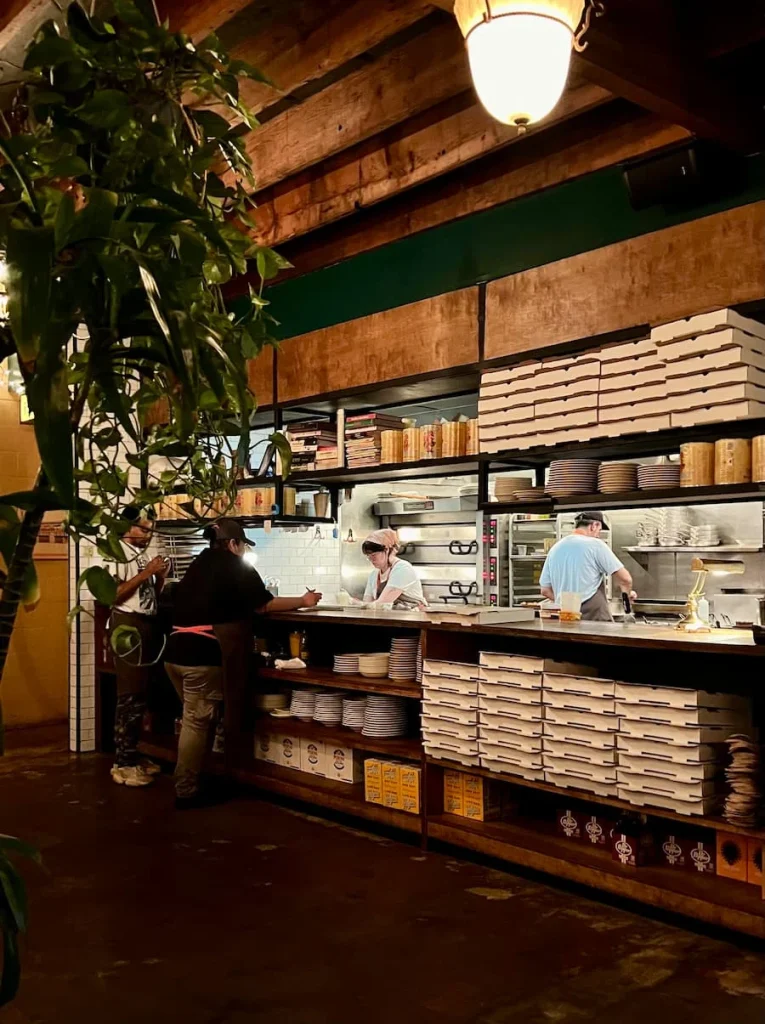 Vegetarian food in Houston: Tiny Champions open kitchen area