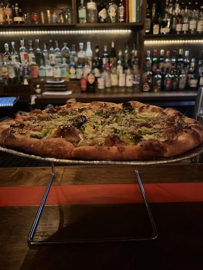 Vegetarian food in Houston: Tiny Champions brussel sprouts pizza