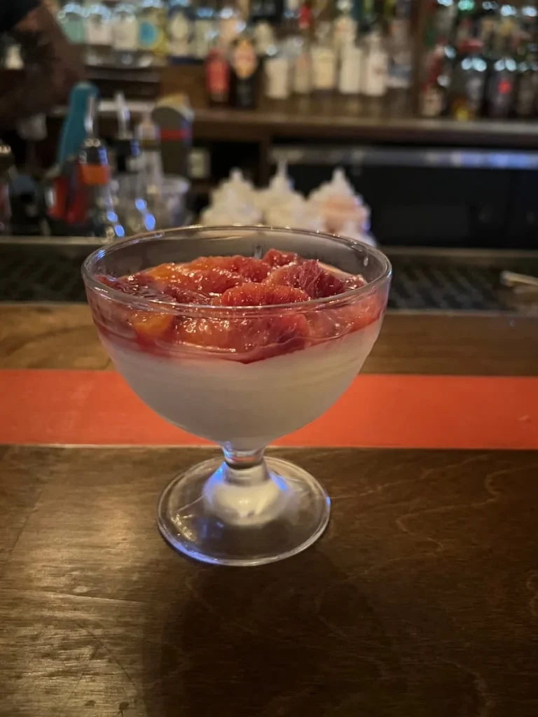 Vegetarian food in Houston: Tiny Champions custard with blood oranges