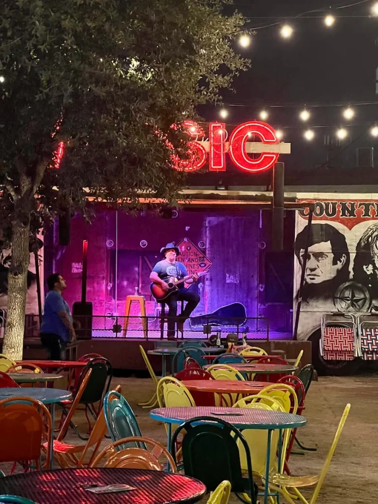 Truckyard, Houston country and Western singer on stage