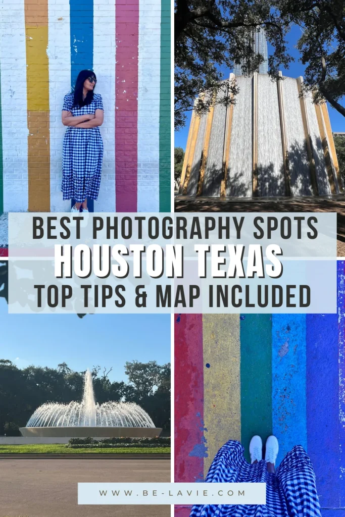 Photo locations in Houston Pinterest Pin with 4 images overlayed with text