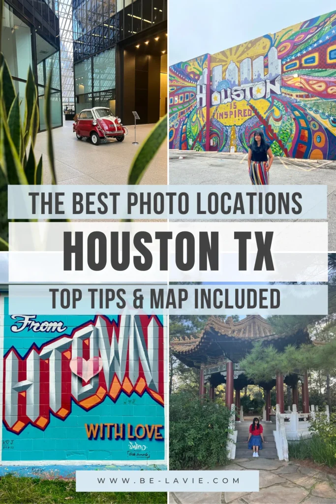 Photo locations in Houston Pinterest Pin with 4 images overlayed with text