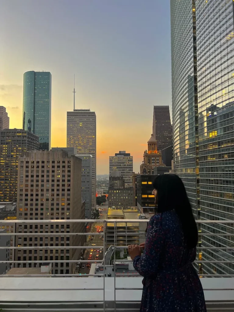 Photo locations in Houston: Bejal standing with city scape view