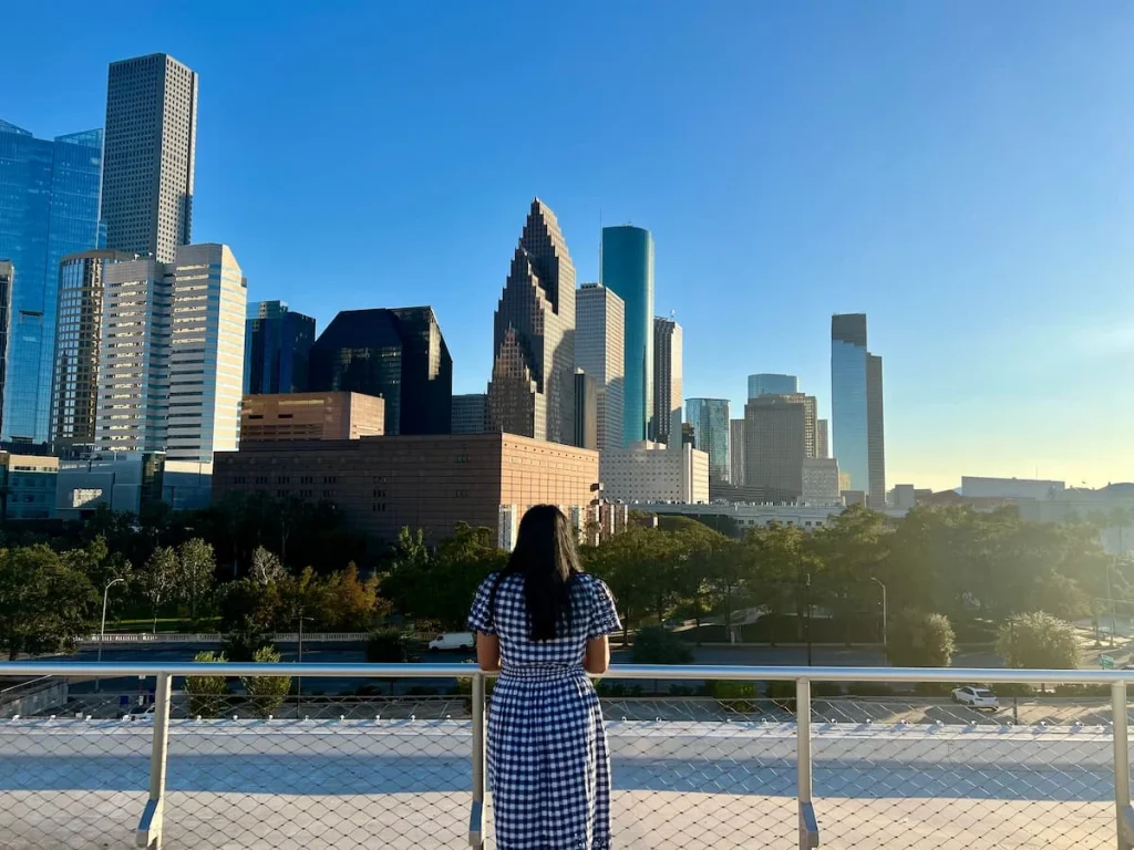 Photo locations in Houston: View from Skylawn at Post Houston with Bejal standing in middle