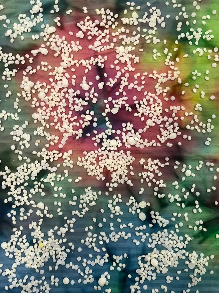 Batik linen with wax on top ready to be ironed at The Datai Langkawi