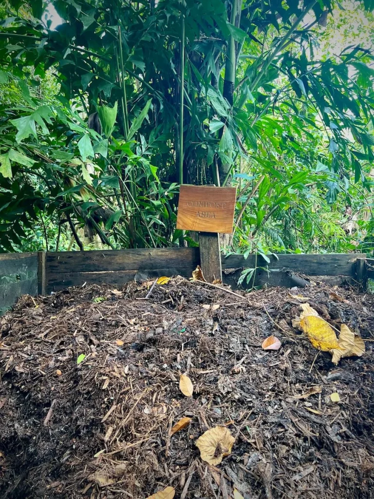 Sustainability at The Datai Langkawi: Compost garden pile in the Permaculture garden