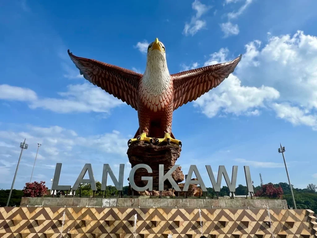 Things to do in Langkawi: Dataran Lang, Eagle square with Eagle statue and Langkawi written underneath