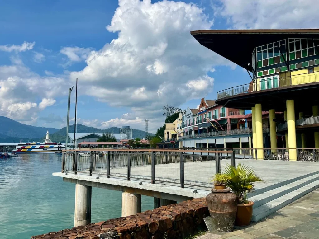 Things to do in Langkawi: Fishermans Wharf with shops in the background