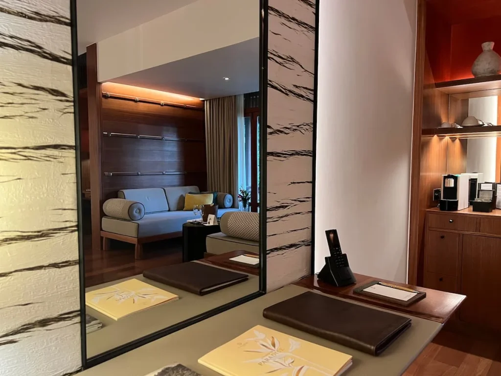 Datai signature toilletry scent leaflet in the premium room at The Datai Langkawi