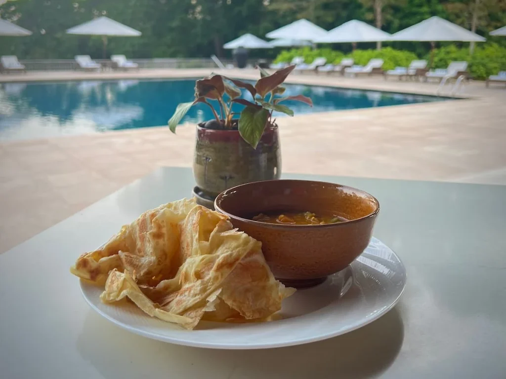Vegan and Vegetarian food in Langkawi: Roti Canai with Dhaal at The Datai Langkai