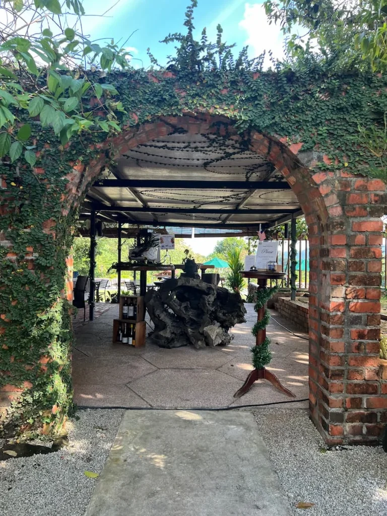 Vegan and Vegetarian food in Langkawi: The Fat Frog entrance archway in Langkawi