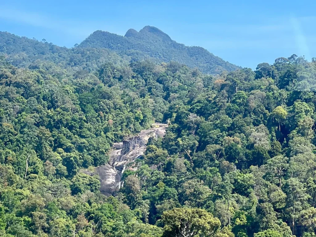 Things to do in Langkawi: The Telaga Tujuh waterfall photographed from the Skycab