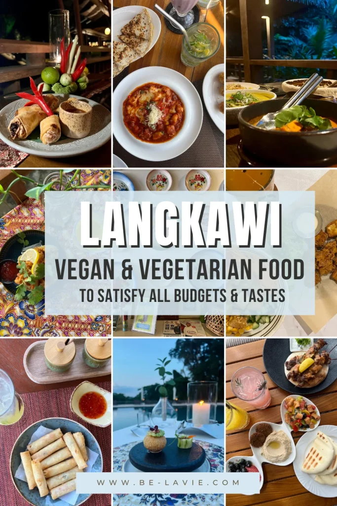 Vegetarian food in Langkawi Pinterest Pin with 9 images overlayed with text