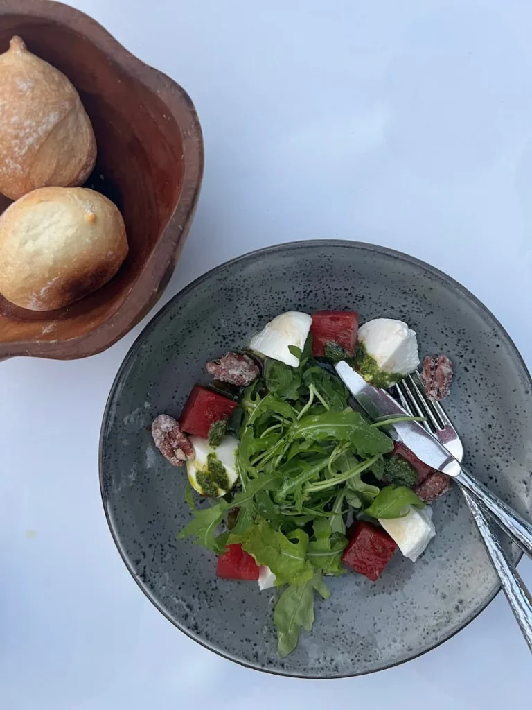 Vegan and Vegetarian food in Langkawi: Watermelon and Burrata salad at The Beach Club at The Datai Langkawi