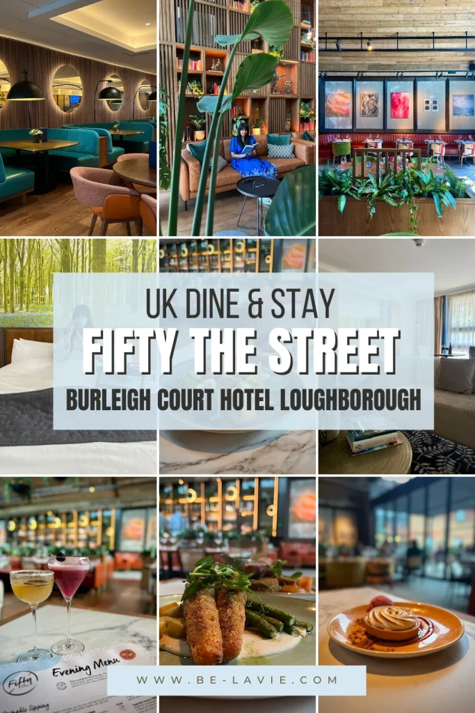Fifty The Street and Burleigh Court Hotel Pinterest Pin with 9 images overlaid with text