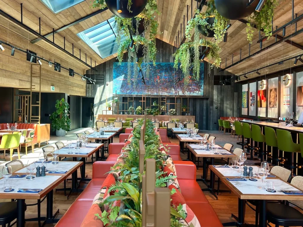 Landscape shot of artwork and whole restaurant at Fifty The Street, Loughborough