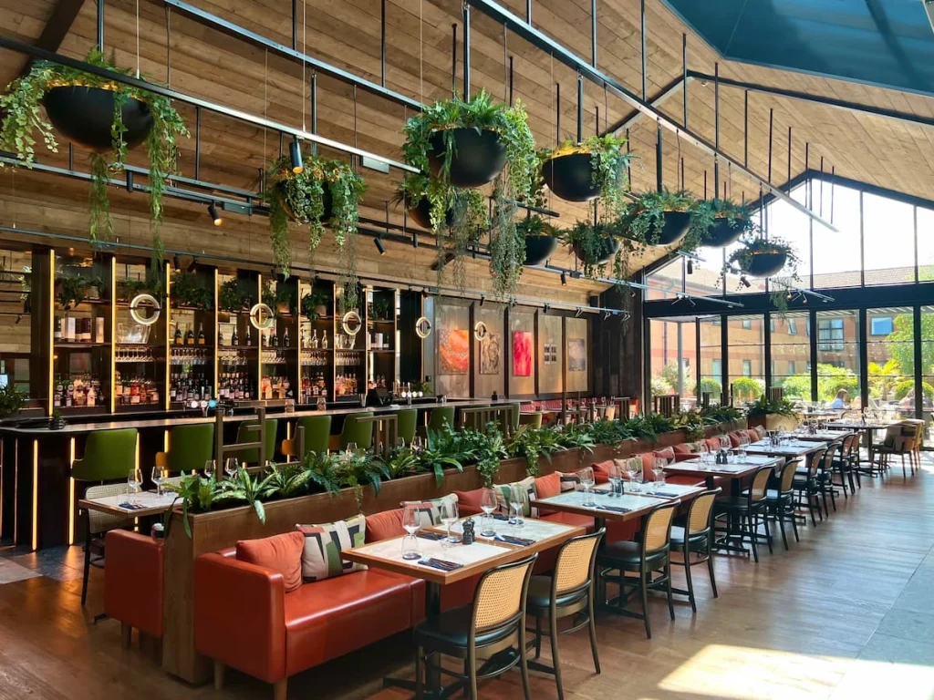 Side view of middle aisle seating at Fifty The Street, Loughborough