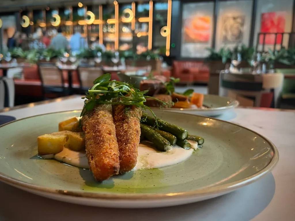 The Carrot Schnitzel with bar area in the background at Fifty The Street, Loughborough