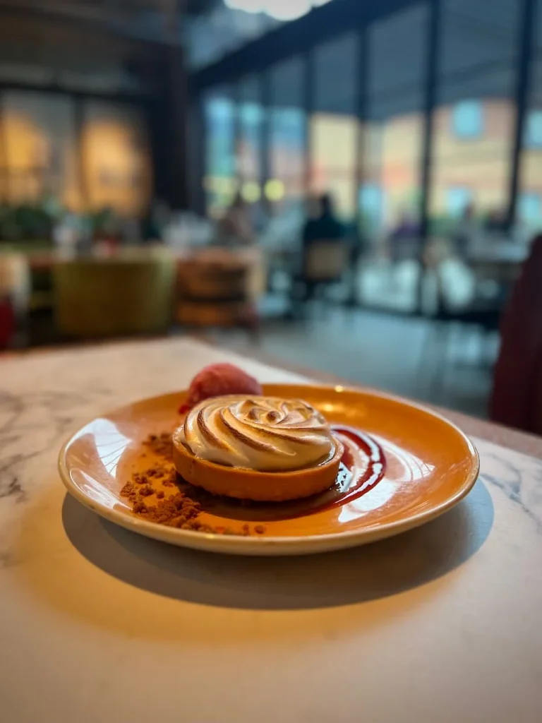 The lemon Meringue tart at Fifty The Street, Loughborough