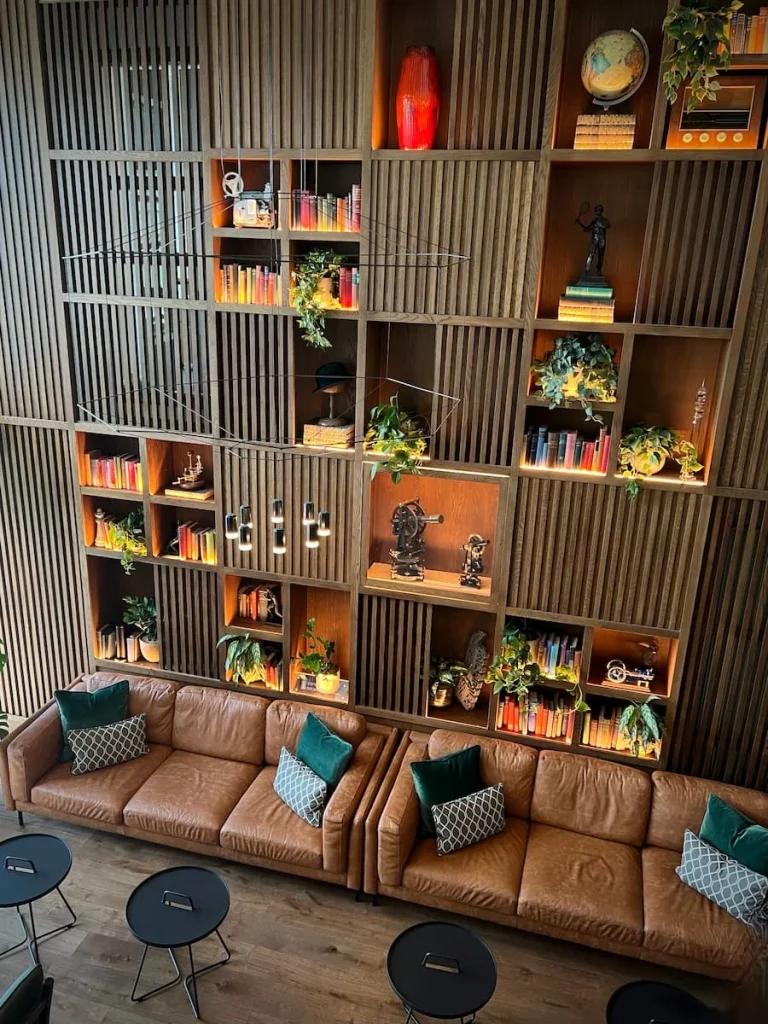 View of recption area at Burleigh Court Hotel, Loughborough from the upper level balcony