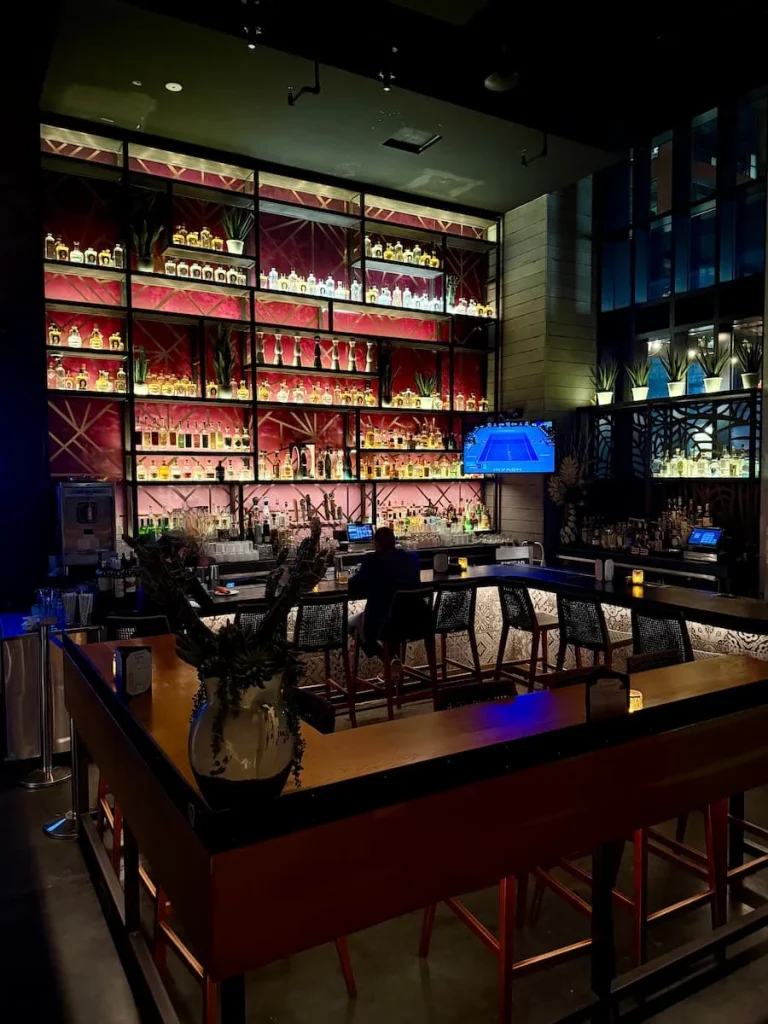 Bar area at Mi Vida, Washington DC downstairs with setaing around it