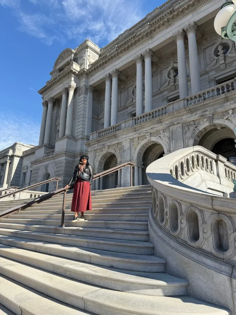 Bejal standing outside Library of Congress, Washington DC