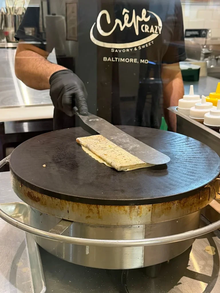 Crepe being made at Union Market on pancake pan, Washington