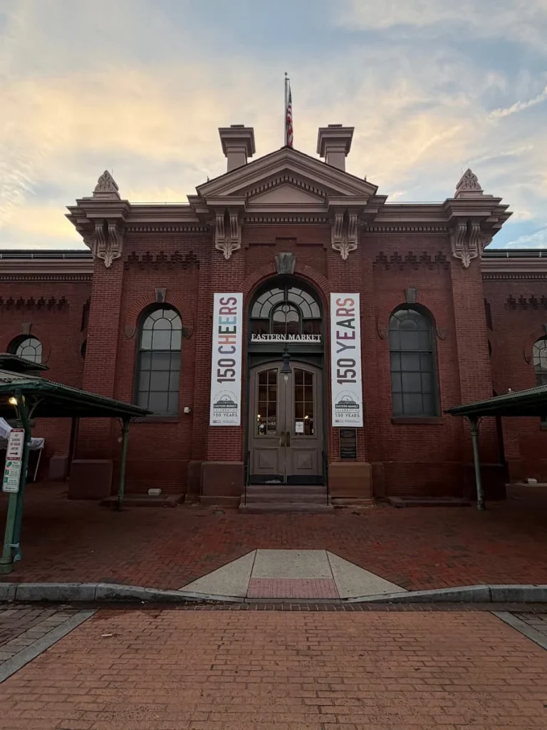 Entrance of the indoor Eastern Market Food Hall historic building in Washington DC