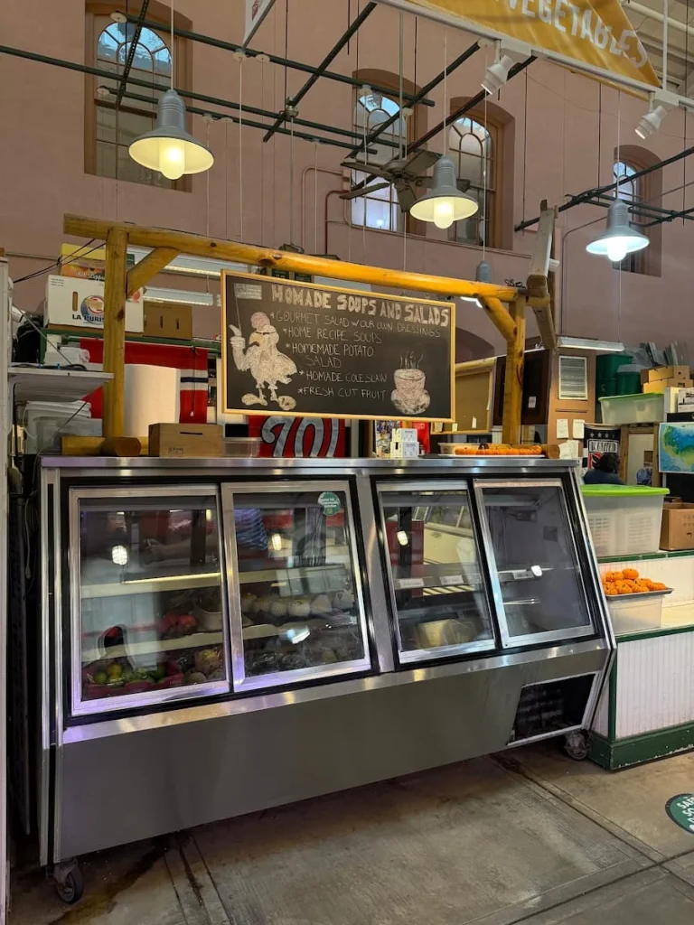 Fresh soup stall at indoor Eastern Market, Washington DC