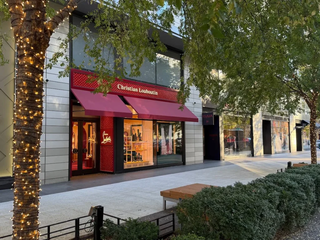 Laboutin Store in Penn Quarter, Washington DC copy with fairy lights on the trees outside the store