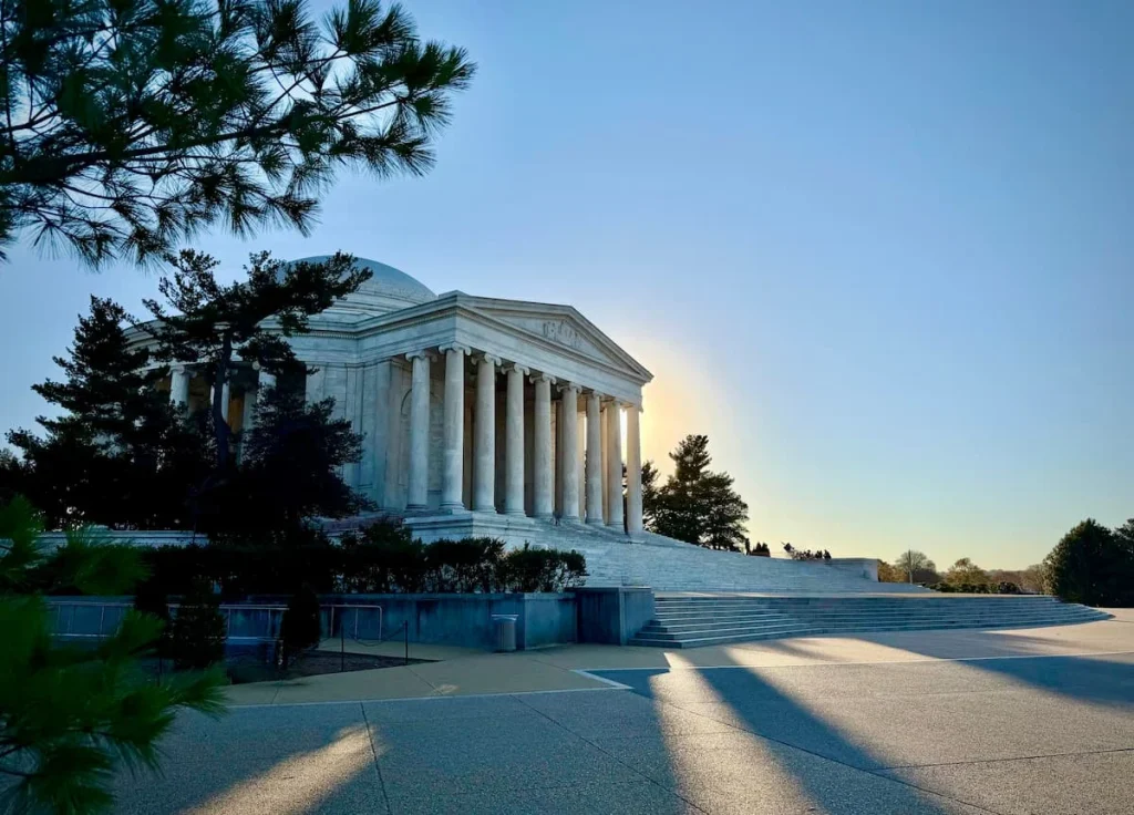 Side view of the Thomas Jefferson Memorial Washington DC made from white marble