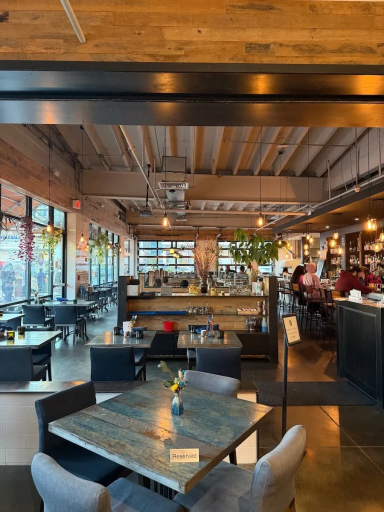 Stall and restaurants inside Union Market, Washington DC