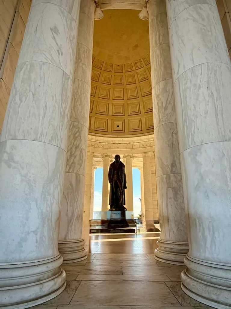 Thomas Jefferson Statue with columns at the memorial, Washington DC
