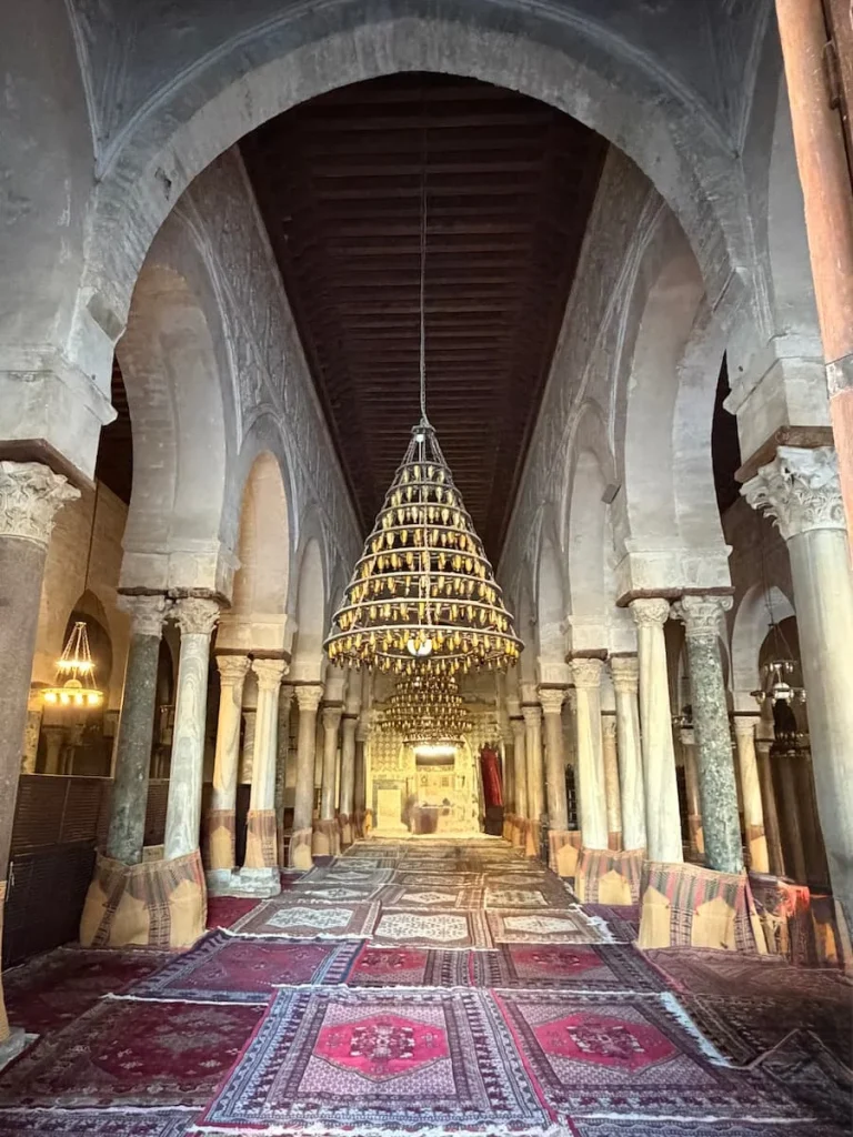 The entrance of the prayer hall at Mosque of Okba