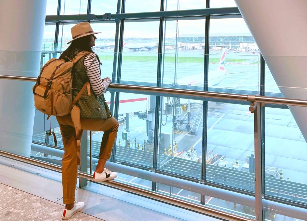 Bejal at Airport with Back pack