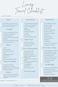 Luxury Travel Checklist fro Be-lavie Resource Library