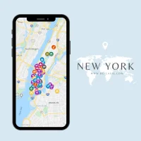New York Google Map in a iphone frame linked to Be-lavie Google Map on Resources Page